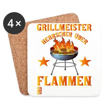 Offizieller Bundes grillmeister Grill & Barbecue - Untersetzer (4er-Set) - Weiß - Vorne