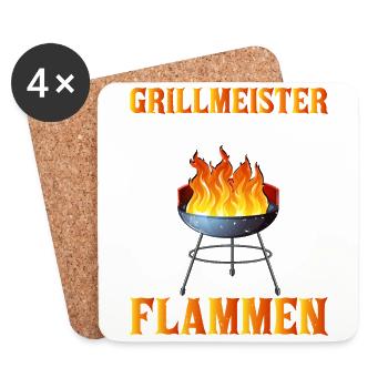 Offizieller Bundes grillmeister Grill & Barbecue - Untersetzer (4er-Set) - Weiß - Vorne