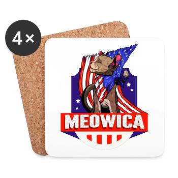 Meowica July 4 Independence Day Patriotic cat - Coasters (set of 4) - white - Front
