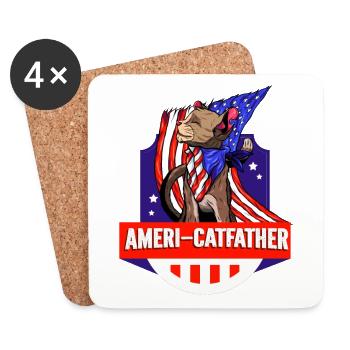 Ameri-catfather July 4 Independence Day - Coasters (set of 4) - white - Front