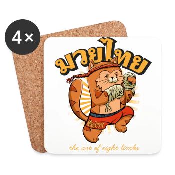 Muay Thai Kids Mascot Kitten - Coasters (set of 4) - white - Front