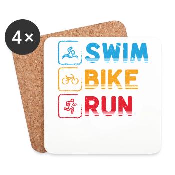 Schwimmen Radfahren Laufen Triathlon Athlet - Untersetzer (4er-Set) - Weiß - Vorne