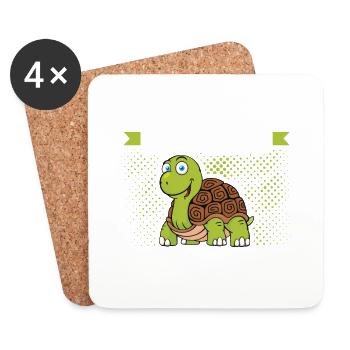 Tortoise Running Club Slow as a shell - Coasters (set of 4) - white - Front