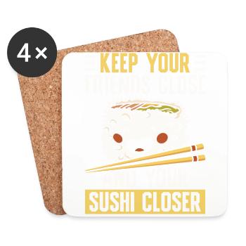 Keep your friends close to sushi lovers Japan - Coasters (set of 4) - white - Front