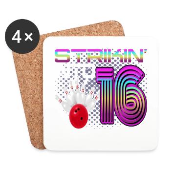 Frapper dans 16 Bowling Bowler 16e anniversaire - Dessous de verre (lot de 4) - blanc - Devant