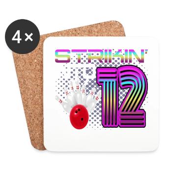Frapper dans 12 Bowling Bowler 12e anniversaire - Dessous de verre (lot de 4) - blanc - Devant