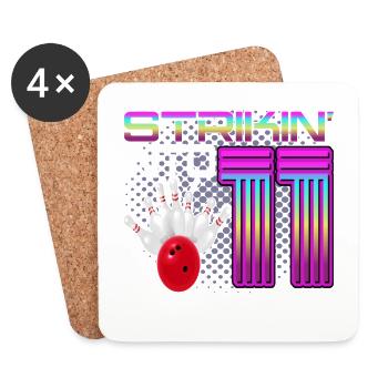 Frapper dans 11 Bowling Bowler 11e anniversaire - Dessous de verre (lot de 4) - blanc - Devant