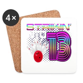 Frapper dans 13 Bowling Bowler 13e anniversaire - Dessous de verre (lot de 4) - blanc - Devant