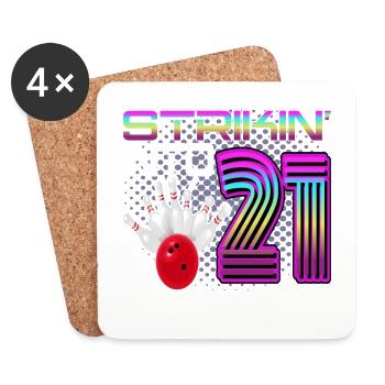Frapper dans 21 Bowling Bowler 21e anniversaire - Dessous de verre (lot de 4) - blanc - Devant