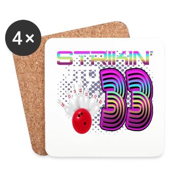 Frapper dans 33 Bowling Bowler 33e anniversaire - Dessous de verre (lot de 4) - blanc - Devant