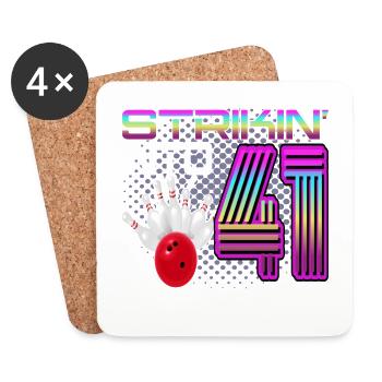 Striking Into 41 Bowling Bowler 41st Birthday - Coasters (set of 4) - white - Front