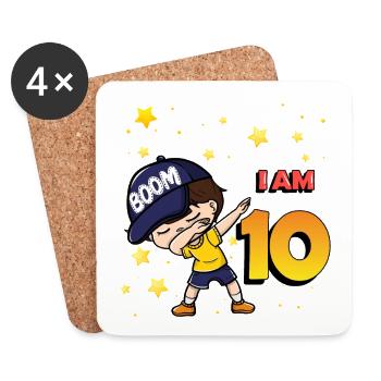 Boom I'm 10 | Birthday Boy | 10th Birthday Party - Untersetzer (4er-Set) - Weiß - Vorne