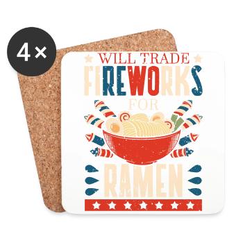 Échangez des feux d’artifice contre des ramen | amateurs de ramen | - Dessous de verre (lot de 4) - blanc - Devant