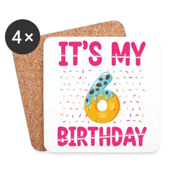 C’est mon 6e anniversaire | | du thème Sprinkles - Dessous de verre (lot de 4) - blanc - Devant