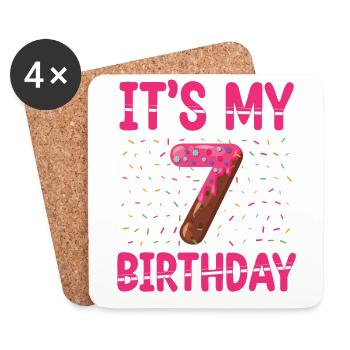 C’est mon 7e anniversaire | | du thème Sprinkles - Dessous de verre (lot de 4) - blanc - Devant