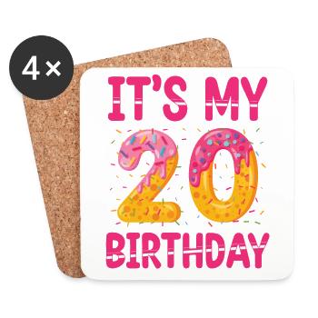 C’est mon 20e anniversaire | Saupoudrer des | à thème - Dessous de verre (lot de 4) - blanc - Devant