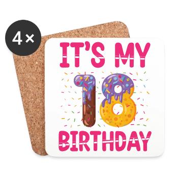 C’est mon 18e anniversaire | Saupoudrer des | à thème - Dessous de verre (lot de 4) - blanc - Devant
