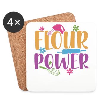Flour Power | Baker Shirt | Bake Tshirt | - Coasters (set of 4) - white - Front