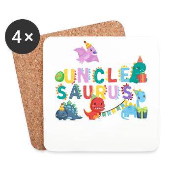 Onkel Saurus | Rawr Dinosaurier Tshirt | Familie - Untersetzer (4er-Set) - Weiß - Vorne