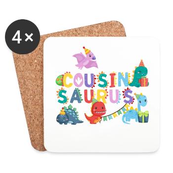 Cousin Saurus | Rawr Dinosaur Tshirt | Family - Coasters (set of 4) - white - Front