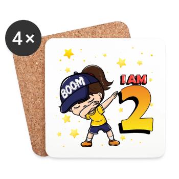 Boom J’ai 2 | Birthday Girl | Fête d’anniversaire 2nd - Dessous de verre (lot de 4) - blanc - Devant