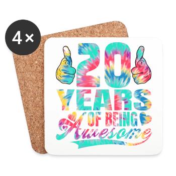 20e anniversaire ou anniversaire 20 ans d’existence - Dessous de verre (lot de 4) - blanc - Devant