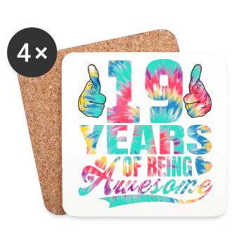 19th birthday or anniversary 19 years of being - Coasters (set of 4) - white - Front