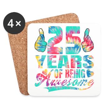 25th birthday or anniversary 25 years "awesome" - Coasters (set of 4) - white - Front