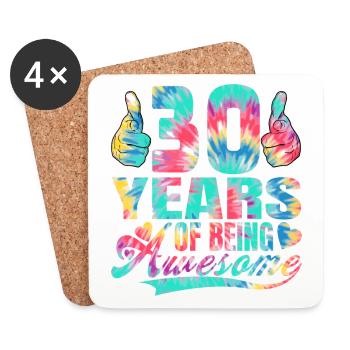 30e anniversaire ou anniversaire 30 ans d’existence - Dessous de verre (lot de 4) - blanc - Devant