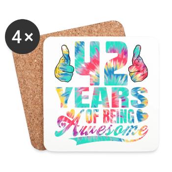 42. Geburtstag Oder Jahrestag 42 Years Of Being - Untersetzer (4er-Set) - Weiß - Vorne