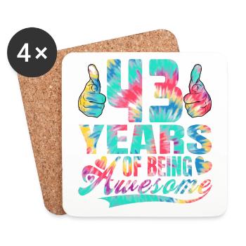 43rd birthday or anniversary 43 years of being - Coasters (set of 4) - white - Front
