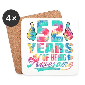 52e anniversaire ou anniversaire 52 ans d’existence - Dessous de verre (lot de 4) - blanc - Devant
