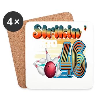 Strikin' Into 46 Bowling Bowler 46th Birthday - Coasters (set of 4) - white - Front