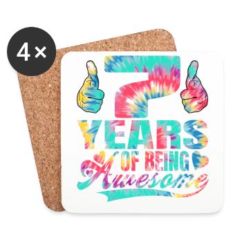7th birthday or anniversary 7 years of being - Coasters (set of 4) - white - Front