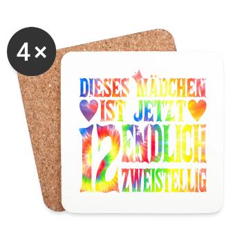 Dieses Mädchen Ist Jetzt 12 Geburtstag - Untersetzer (4er-Set) - Weiß - Vorne