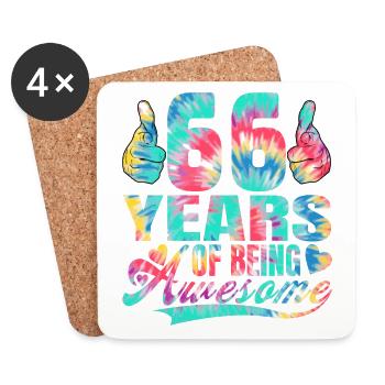 66th birthday or anniversary 66 years of being - Coasters (set of 4) - white - Front