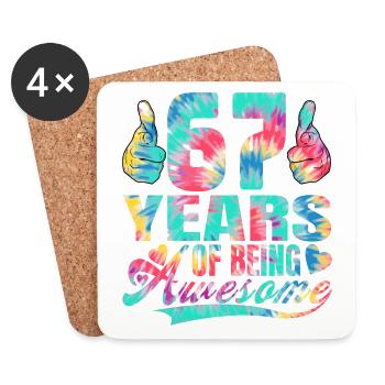 67e anniversaire ou anniversaire 67 ans d’existence - Dessous de verre (lot de 4) - blanc - Devant