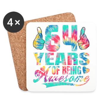 64e anniversaire ou anniversaire 64 ans d’existence - Dessous de verre (lot de 4) - blanc - Devant