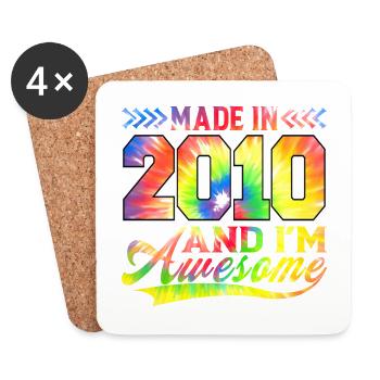 Made In 2010 And I Am Awesome Color Spectrum - Coasters (set of 4) - white - Front