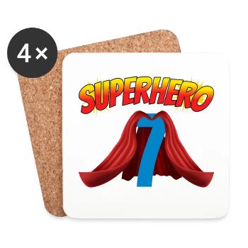 This little superhero is 7 birthday - Coasters (set of 4) - white - Front