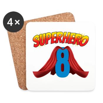This little superhero is 8 birthday - Coasters (set of 4) - white - Front