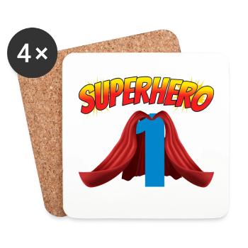 Cette petite super-héroïne est 1, fête d’anniversaire des enfants - Dessous de verre (lot de 4) - blanc - Devant