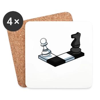 Lustiges Schachspieler Schachfiguren Schachspiel - Untersetzer (4er-Set) - Weiß - Vorne
