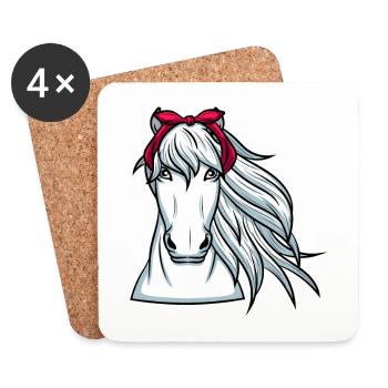 Cheval blanc avec chevaux bandana - Dessous de verre (lot de 4) - blanc - Devant
