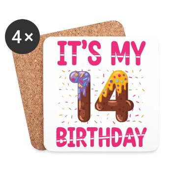 C’est mon 14e anniversaire | Saupoudrer des | à thème - Dessous de verre (lot de 4) - blanc - Devant
