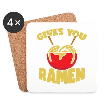 Quand la vie vous donne des ramen, vous les sirotez | - Dessous de verre (lot de 4) - blanc - Devant