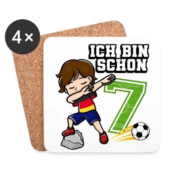 Fußball Junge Es Ist Mein 7. Geburtstag Deutsche - Untersetzer (4er-Set) - Weiß - Vorne