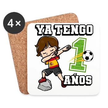 Fußball Junge Es Ist Mein 1 Geburtstag Spanische - Untersetzer (4er-Set) - Weiß - Vorne