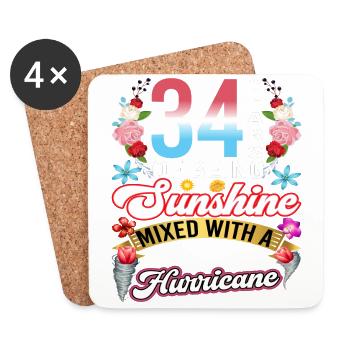 34 years of sunshine mixed with a small - Coasters (set of 4) - white - Front