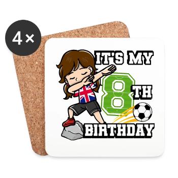 Fußballmädchen Es Ist Mein 8. Geburtstag Flagge - Untersetzer (4er-Set) - Weiß - Vorne